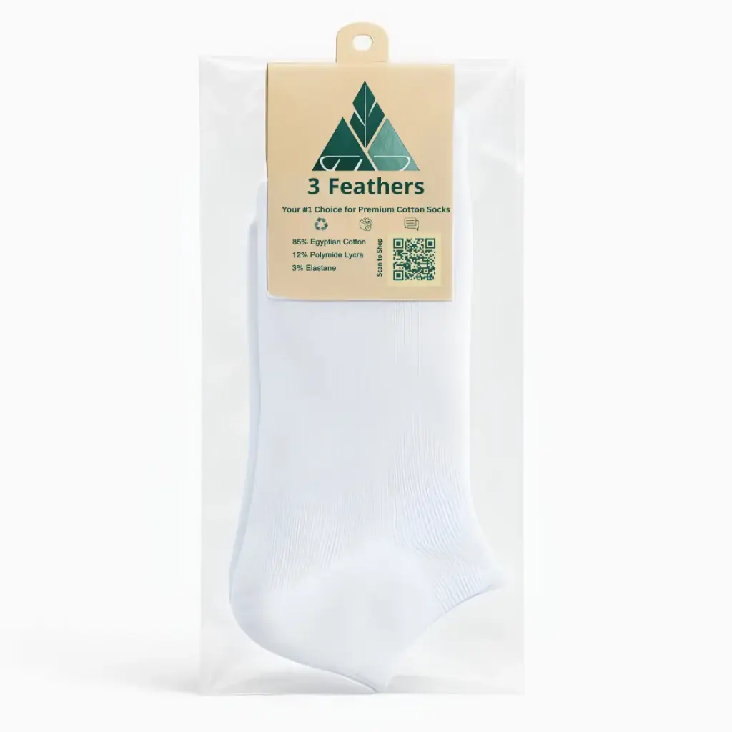 Male Plain Short Socks - White