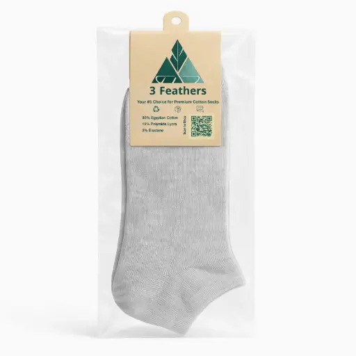 Male Plain Short Socks - Light Gray 